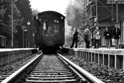 Railroad tracks on railroad track