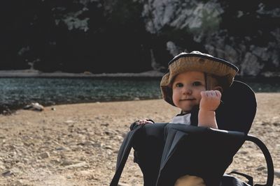 Celebrating making the summit on his first hike. 