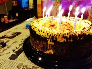 High angle view of cake on table