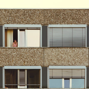 Building seen through window