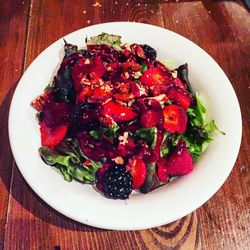 Directly above shot of strawberries in bowl