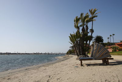 Scenic view of beach against clear sky