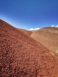 Scenic view of desert against blue sky