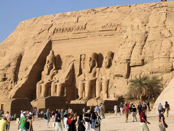 Group of people in front of historical building