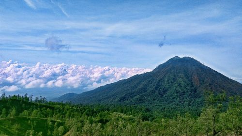 Scenic view of volcanic landscape against sky