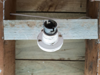 High angle view of coffee cup on table