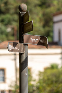 Close-up of information sign