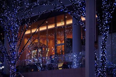 Low angle view of illuminated lights at night