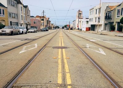 Railroad tracks in city