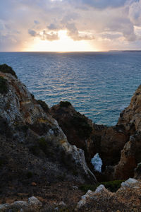 Scenic view of sea against sky during sunset