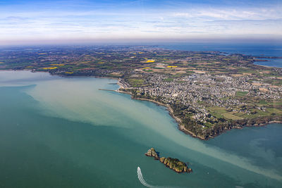 High angle view of sea against sky