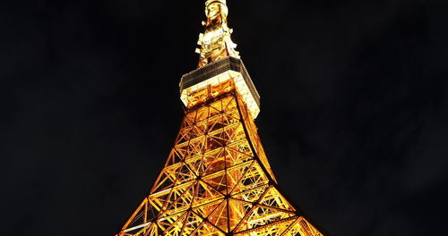 Low angle view of illuminated tower