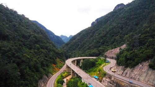 Scenic view of road amidst mountains against sky