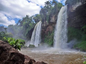 Scenic view of waterfall