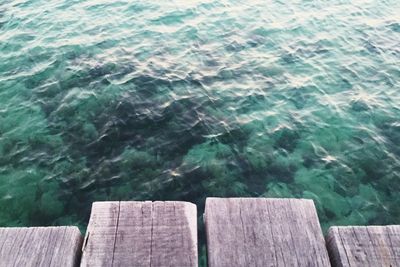 View of pier by water