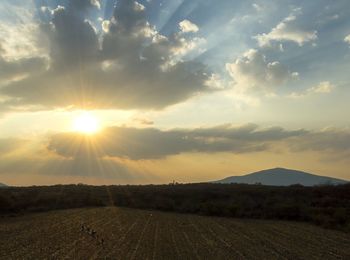 Scenic view of landscape against sky during sunset