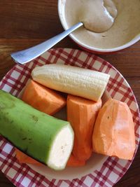 Close-up of bread in plate on table