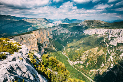 Scenic view of mountains against sky