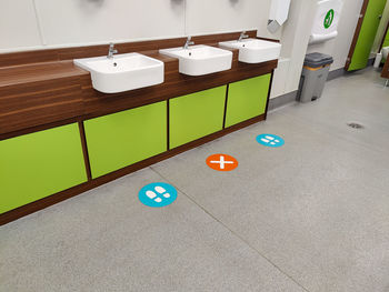 High angle view of objects on table