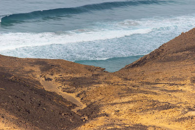 Coastline in the natural park of jandia - parque natural de jandina - on  island fuerteventura