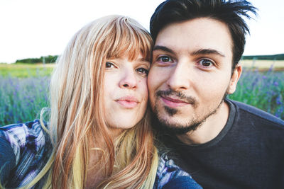 Close-up portrait of couple