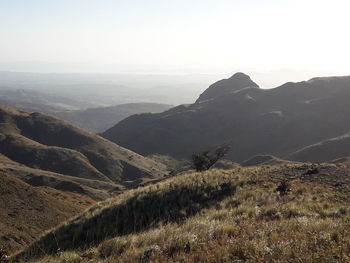 Scenic view of mountains against clear sky