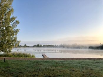 Scenic view of lake against sky