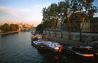 Boats sailing in river