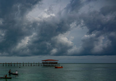 Scenic view of sea against cloudy sky