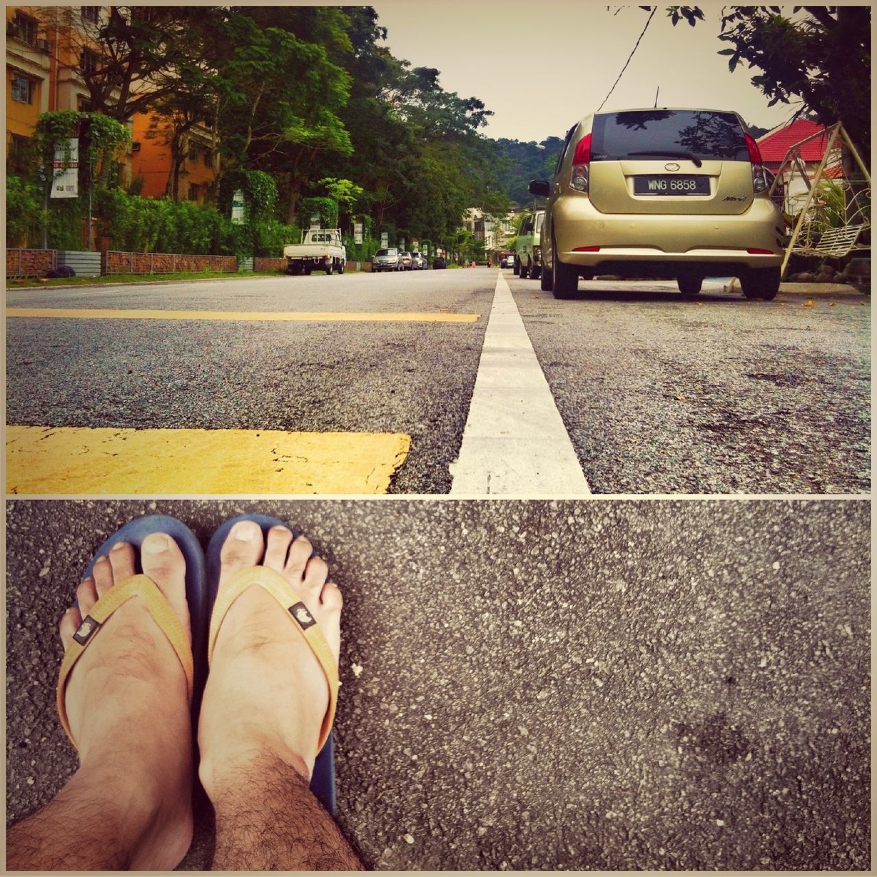 low section, person, personal perspective, street, road, road marking, lifestyles, shoe, asphalt, transportation, men, unrecognizable person, transfer print, leisure activity, human foot, part of, outdoors