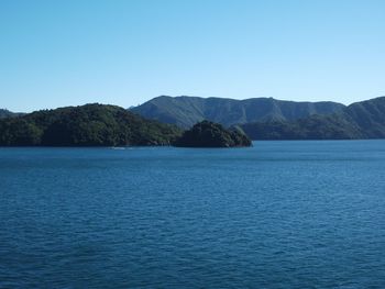 Scenic view of calm sea against clear sky