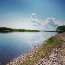 Scenic view of lake against sky