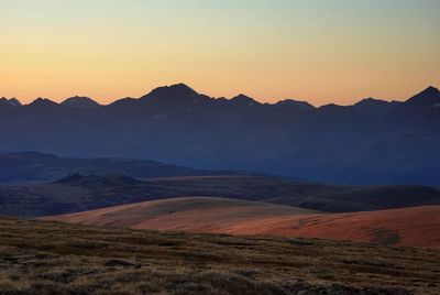 Scenic view of mountains against clear sky