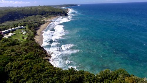 High angle view of sea against sky