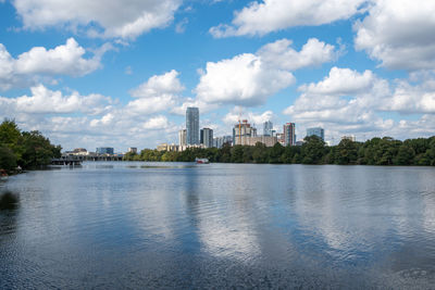 Scenic view of lake against sky