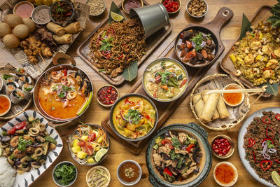 High angle view of potted plants