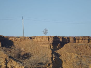 Rock formations in desert against clear sky