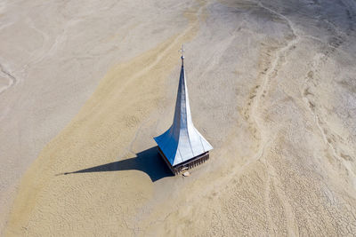 High angle view of tent on beach