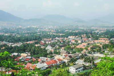 High angle view of buildings in city