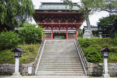 Low angle view of steps leading towards building