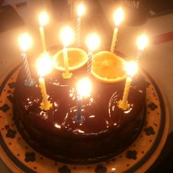 Close-up of lit candles