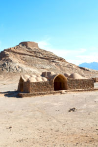 Built structure on desert against sky