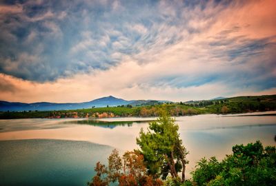 Scenic view of lake against sky