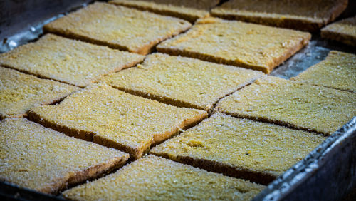 High angle view of ice cream in container