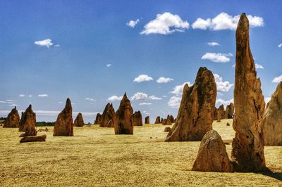 Panoramic view of rock formations against sky