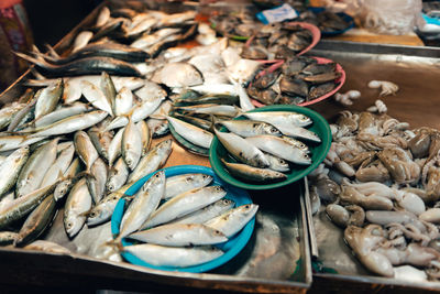 High angle view of seafood in plate