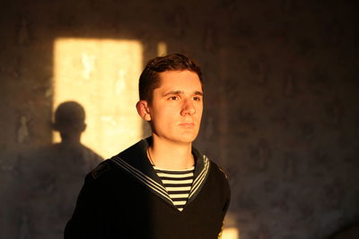 A young cadet in a naval uniform. portrait. sailor. high quality photo