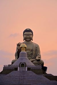 View of temple at night