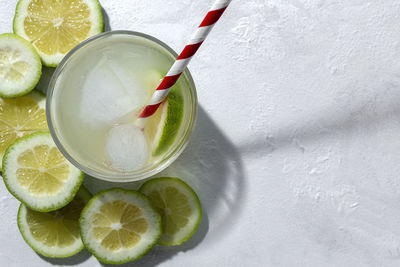 Directly above shot of fruits in glass