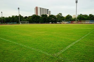 View of soccer field against sky